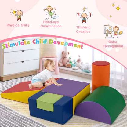 6 Pieces Foam Climbing Blocks Indoor Climb and Crawl Activity Playset with Rectangles-Color