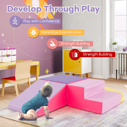4-Piece Soft Toddler Corner Climbing Sliding Blocks for Babies and Toddlers-Multicolour