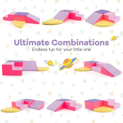 4-Piece Soft Toddler Corner Climbing Sliding Blocks for Babies and Toddlers-Multicolour