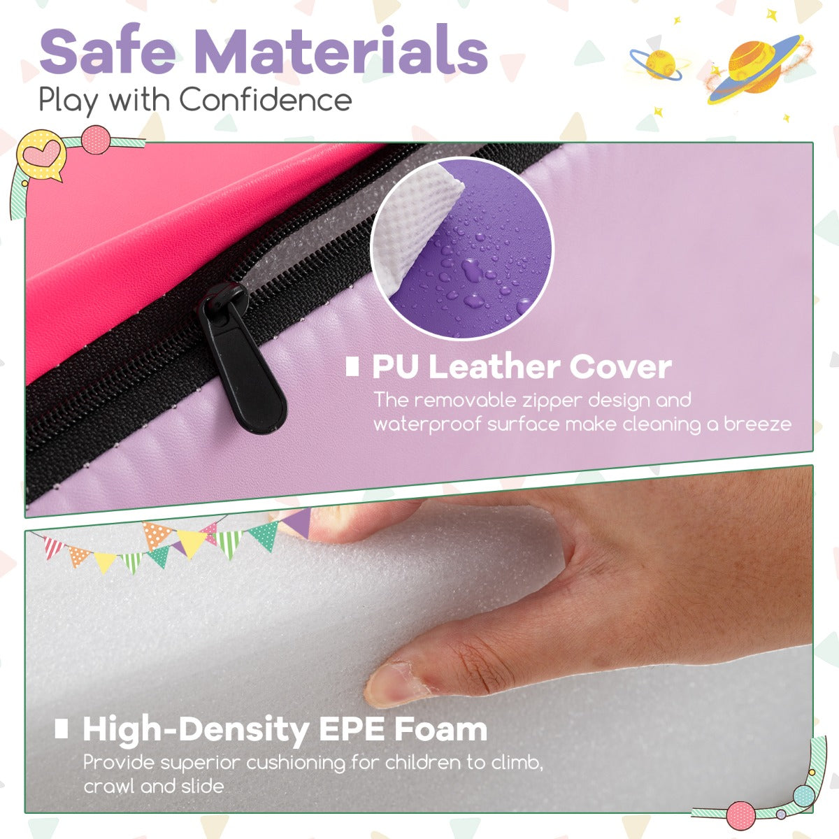 4-Piece Soft Toddler Corner Climbing Sliding Blocks for Babies and Toddlers-Multicolour