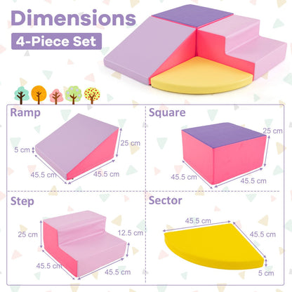 4-Piece Soft Toddler Corner Climbing Sliding Blocks for Babies and Toddlers-Multicolour