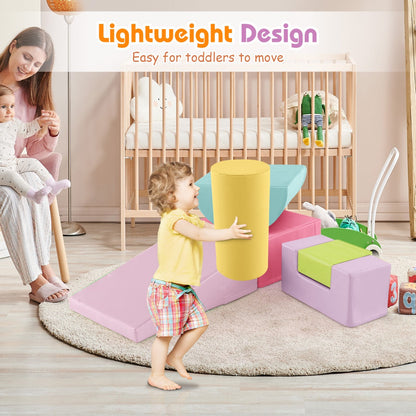 6 Pieces Foam Climbing Blocks Indoor Climb and Crawl Activity Playset with Rectangles-Multicolor