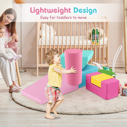 6 Pieces Indoor Climb and Crawl Activity Playset  for Kids-Pink