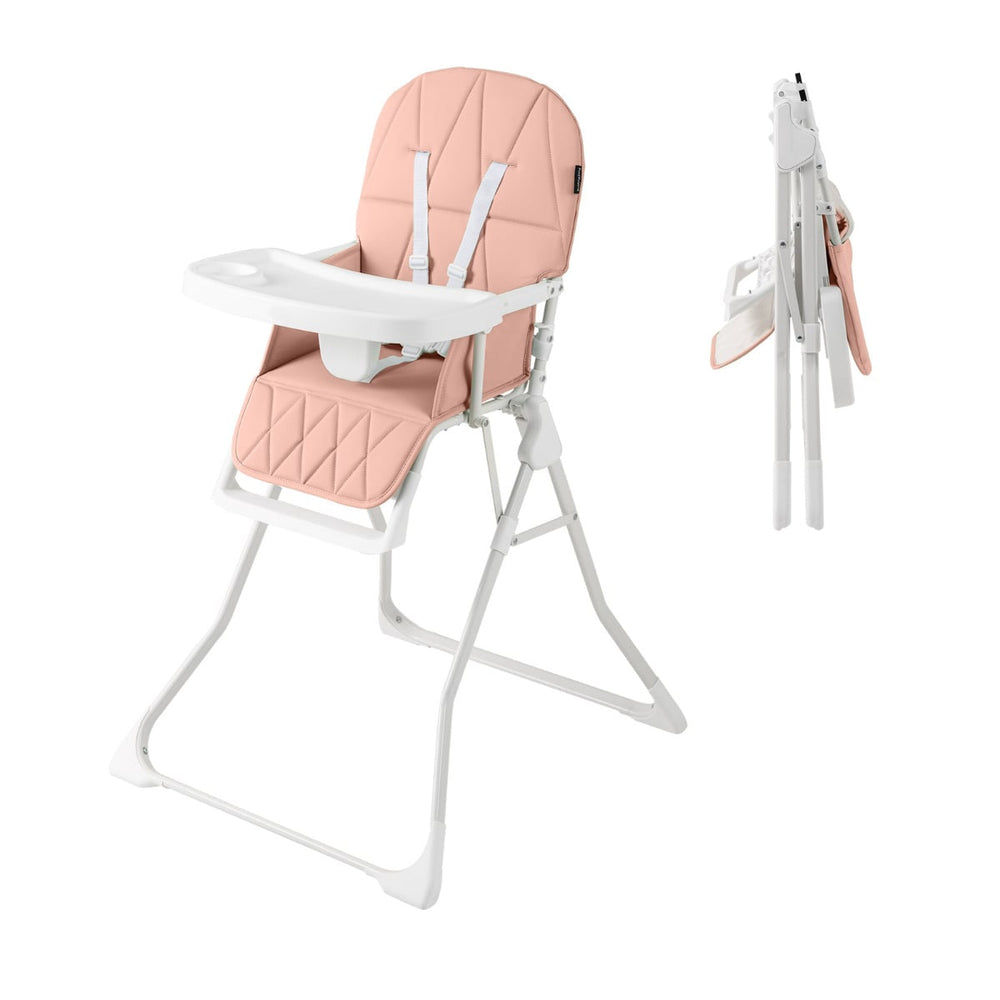 Foldable Baby High Chair with Removable Adjustable Tray-Pink