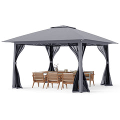 Foldable Canopy Tent with Mesh Netting and Double Roof -Grey