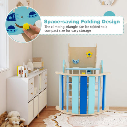 Foldable Climbing Toys with Arch and Climber for Toddlers-Blue
