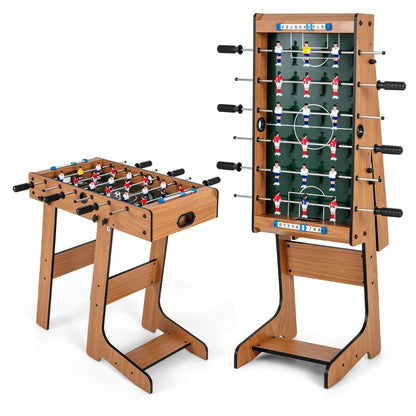 Space Saving Table Football with Durable Handle and 2 Footballs for Adult and Child-Brown