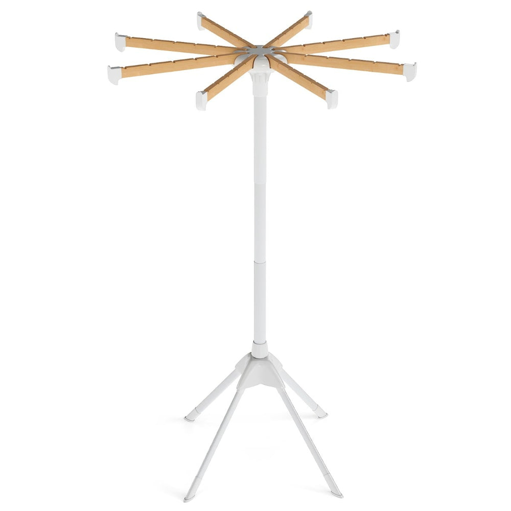 Foldable Laundry Drying Rack with 8 Bamboo Hanging Rods and 4-Legged Design
