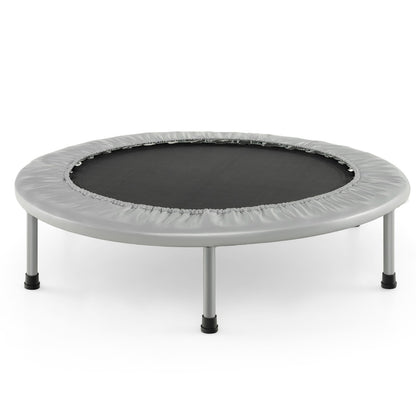 Foldable Mini Trampoline with Springs and Padded Cover-Grey