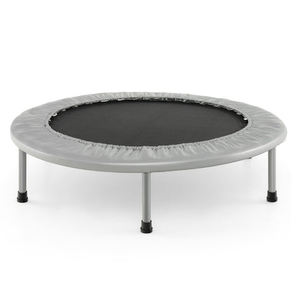 Foldable Mini Trampoline with Springs and Padded Cover-Grey