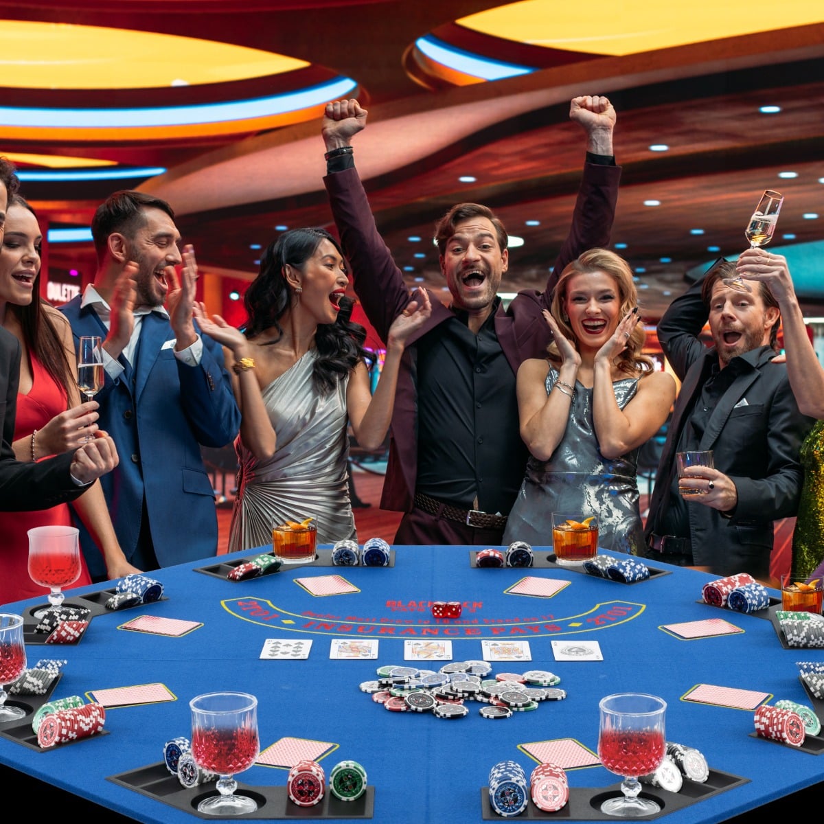 120CM 8-Player Foldable Poker Table Top with Carrying Bag-Blue