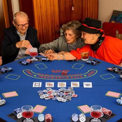 120CM 8-Player Foldable Poker Table Top with Carrying Bag-Blue