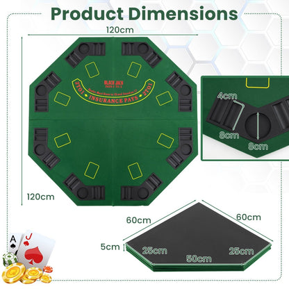 120CM 8-Player Foldable Poker Table Top with Carrying Bag-Green