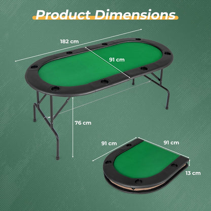 Folding Cardboard Game Table with 8 Cup Holders and Comfy Armrests-Green