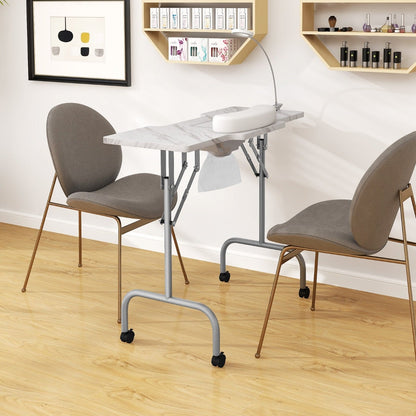 Portable Folding Manicure Nail Table with Electric Dust Collector-White