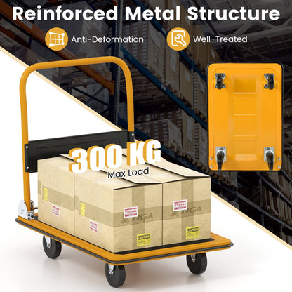 Folding Platform Trolley with Swivel Wheels-Yellow & Black