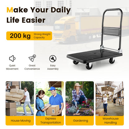 Folding Push Cart Dolly Moving Platform Hand Truck-Black