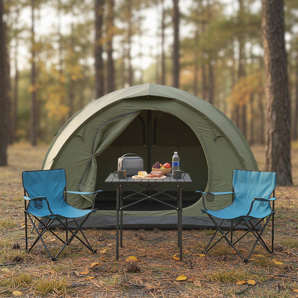 Folding Roll-up Aluminium Camping Table for 4-Black
