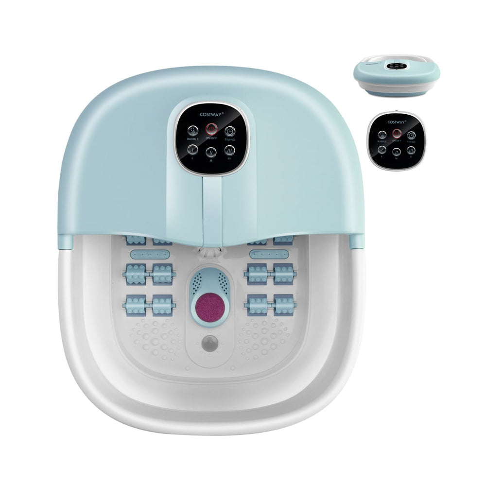 Foot Spa Bath Massager with Heat Bubbles and Remote Control-Blue