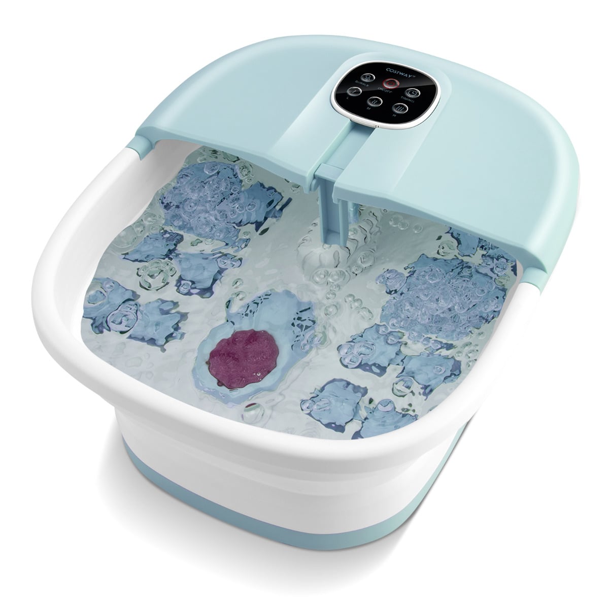Foot Spa Bath Massager with Heat Bubbles and Remote Control-Blue