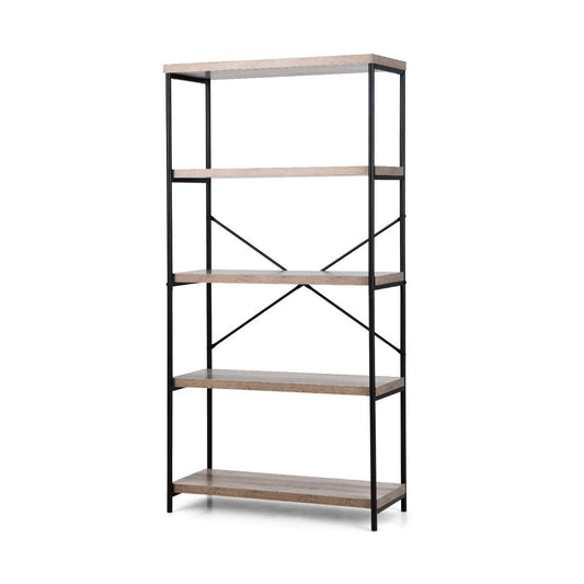 Freestanding Wooden 5-Tier Storage Bookshelf-Grey