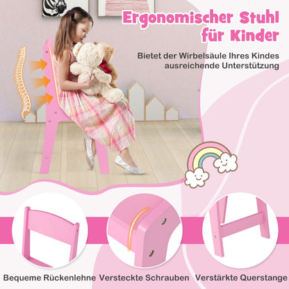 Kids Vanity Table and Chair Set with Removable Mirrors and 4 Storage Bins-Pink