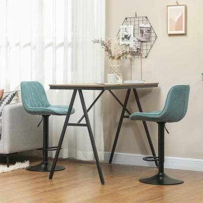 HOMCOM Set of Two Linen-Look Bar Stools - Blue