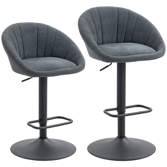 HOMCOM Set of Two Relaxed Tub Bar Stools - Dark Grey