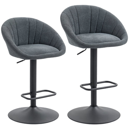 HOMCOM Set of Two Relaxed Tub Bar Stools - Dark Grey