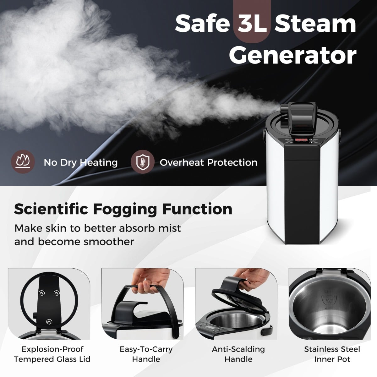 Full Body Steam Sauna Tent with 3L Steam Generator for Single Person-Coffee