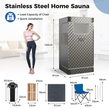 Portable Steam Sauna for Home with 3L Steam Generator-Grey
