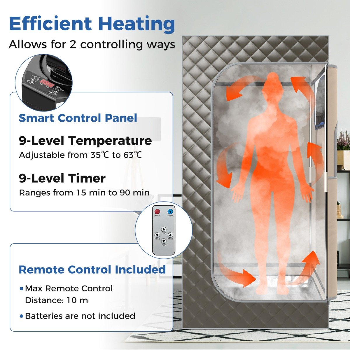 Portable Steam Sauna for Home with 3L Steam Generator-Grey