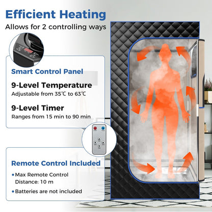 Portable Steam Sauna for Home with 3L Steam Generator-Black