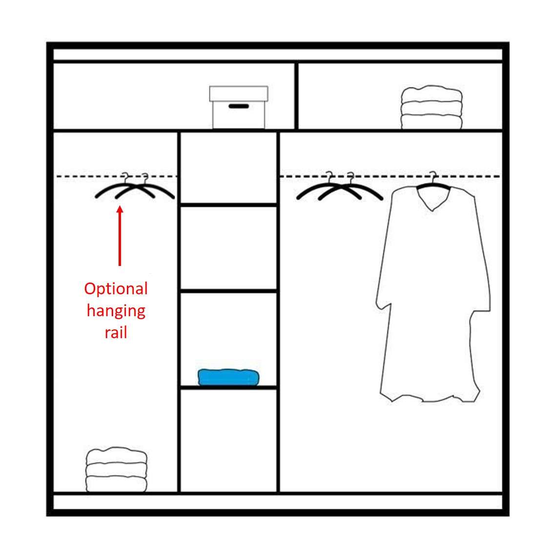 Additional Hanging Rails for Sliding Door Wardrobe