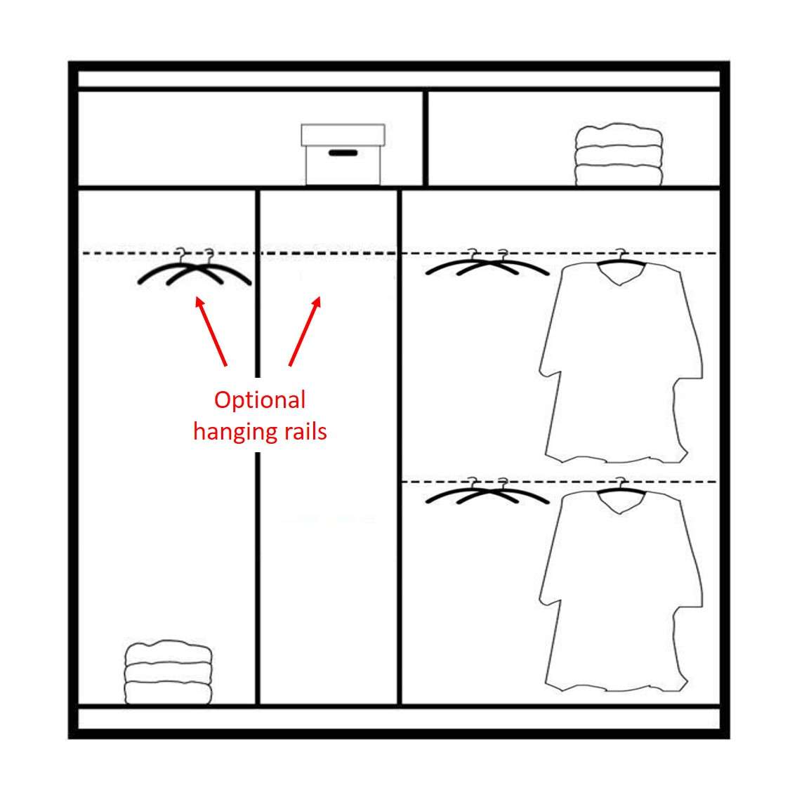 Additional Hanging Rails for Sliding Door Wardrobe