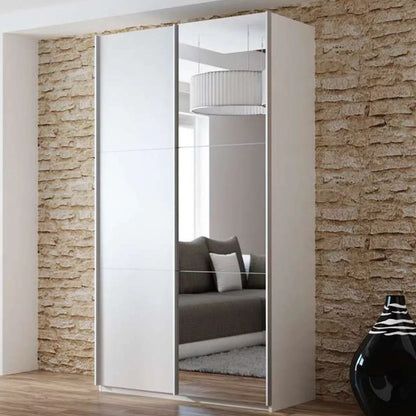 Boris Sliding Door 120cm Wardrobe with Mirror - White, Black, Graphite