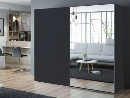 Boris 250cm Sliding Door Mirror Wardrobe - Grey, White, Black