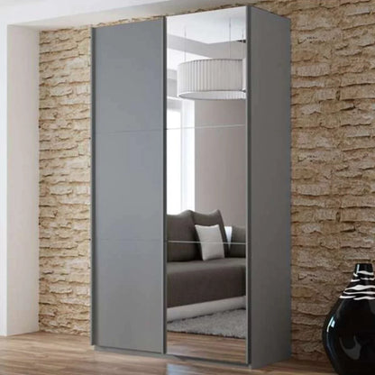 Boris Sliding Door 120cm Wardrobe with Mirror - Black, White, Graphite