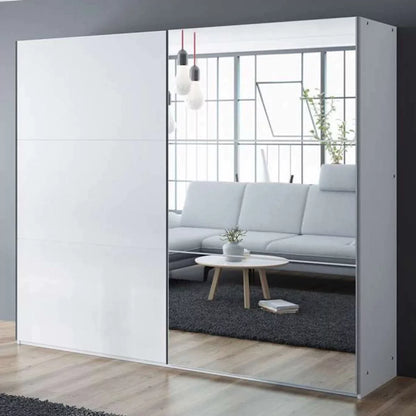 Boris 250cm Sliding Door Mirror Wardrobe - Grey, White, Black