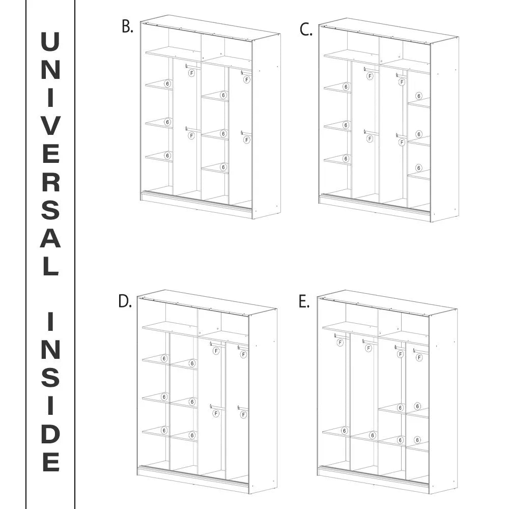 Chelsea Black 2 Door Mirrored Sliding Wardrobe - 150cm and 203cm