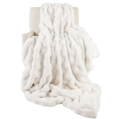 Fuzzy Plush Rabbit Fur Bubble Blanket for Bed Armchair Sofa-L