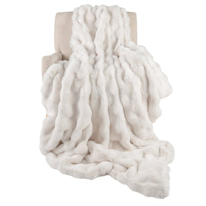 Fuzzy Plush Rabbit Fur Bubble Blanket for Bed Armchair Sofa-M