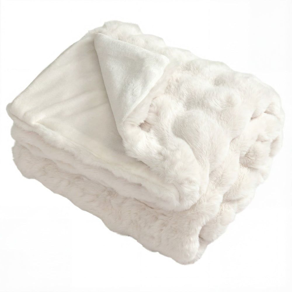 Fuzzy Plush Rabbit Fur Bubble Blanket for Bed Armchair Sofa-M
