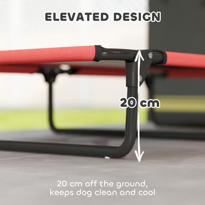 PawHut Portable Raised Dog Bed, Elevated Pet Cot with Breathable Mesh for Indoor Outdoor, for Large Dogs, Red