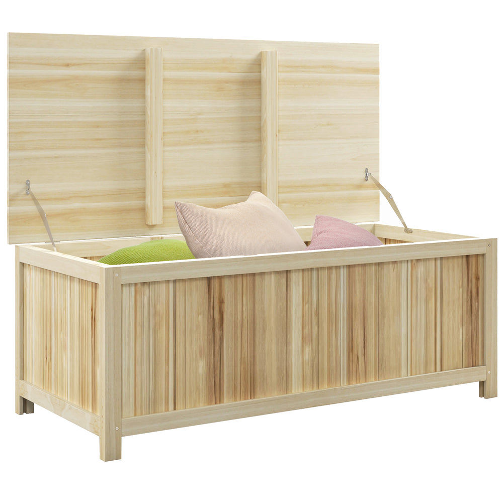 Outsunny 172 Litre Outdoor Storage Box, Wooden terrace Box Garden Storage Container, Natural