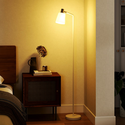 HOMCOM Modern Standing Lamp, Floor Lamp with 350° Rotatable Head for Living Room, White