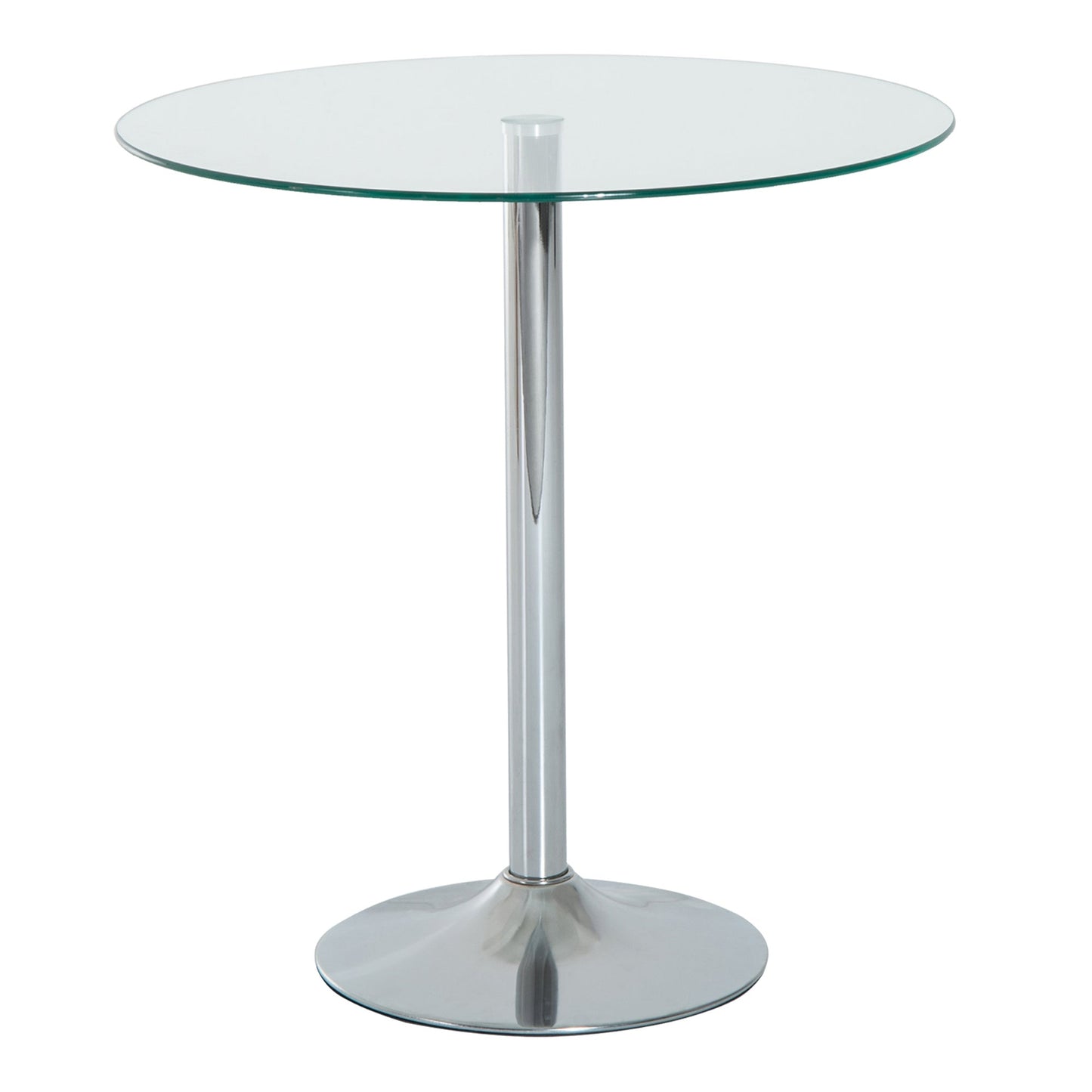 HOMCOM Round Dining Table, Modern Dining Room Table with Tempered Glass Top, Steel Base, Space Saving Small Bar Table