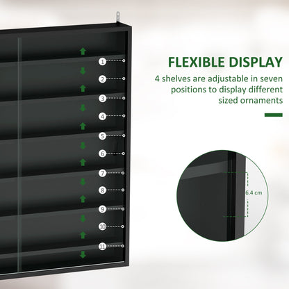 HOMCOM Six Shelf Display Cabinet, with Glass Doors - Black