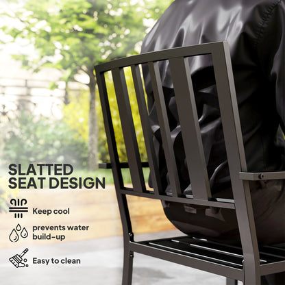 Outsunny Set of Two Minimal Metal Garden Chairs - Black