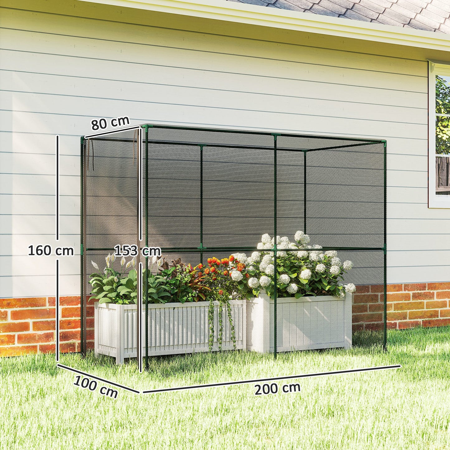 Outsunny Fruit Cage Bird Netting, Brassica Cage Plant Protection Tent with Zipped Door, Anti Bird, Insects, Small Animals, Black